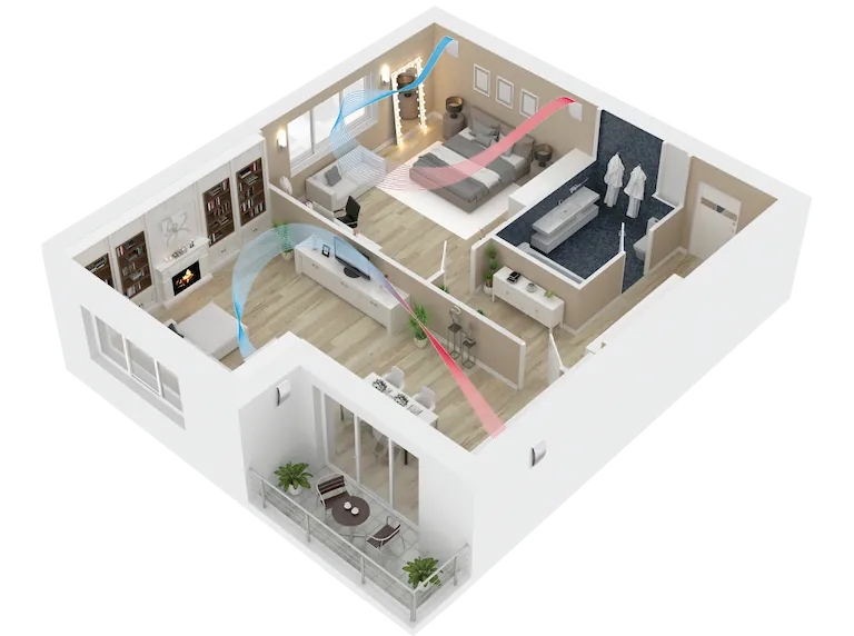 flere romventilatorer